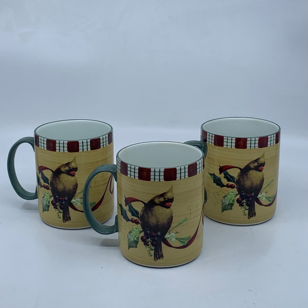 Lenox Winter Greetings Everyday Cardinal‎ Set of 3 Coffee Mugs Catherine McClung